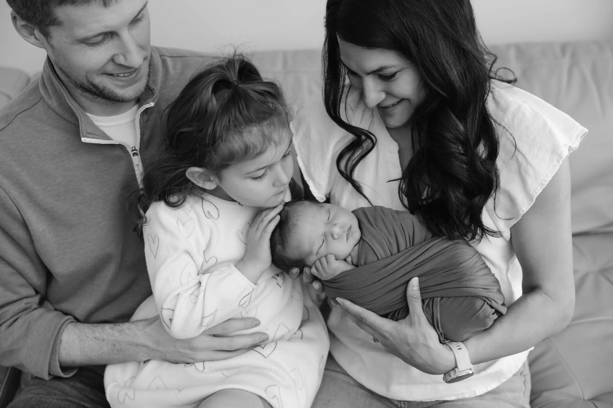 In Home newborn photo with toddler